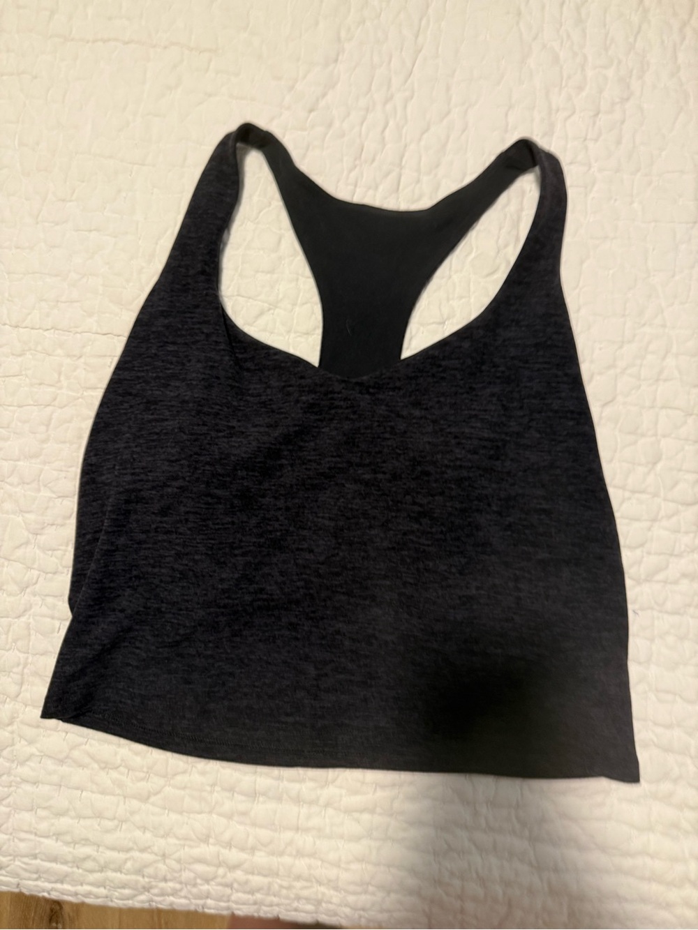 Fabletics Black Heather Racerback Workout Tank - Size XL